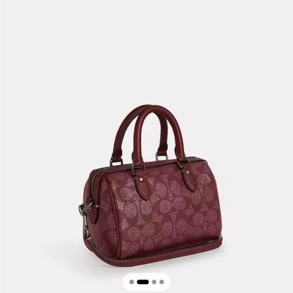 Coach Boxed Mini Rowan Crossbody Bag And Mirror Bag Charm Set In Signature Canva - Picture 4 of 12